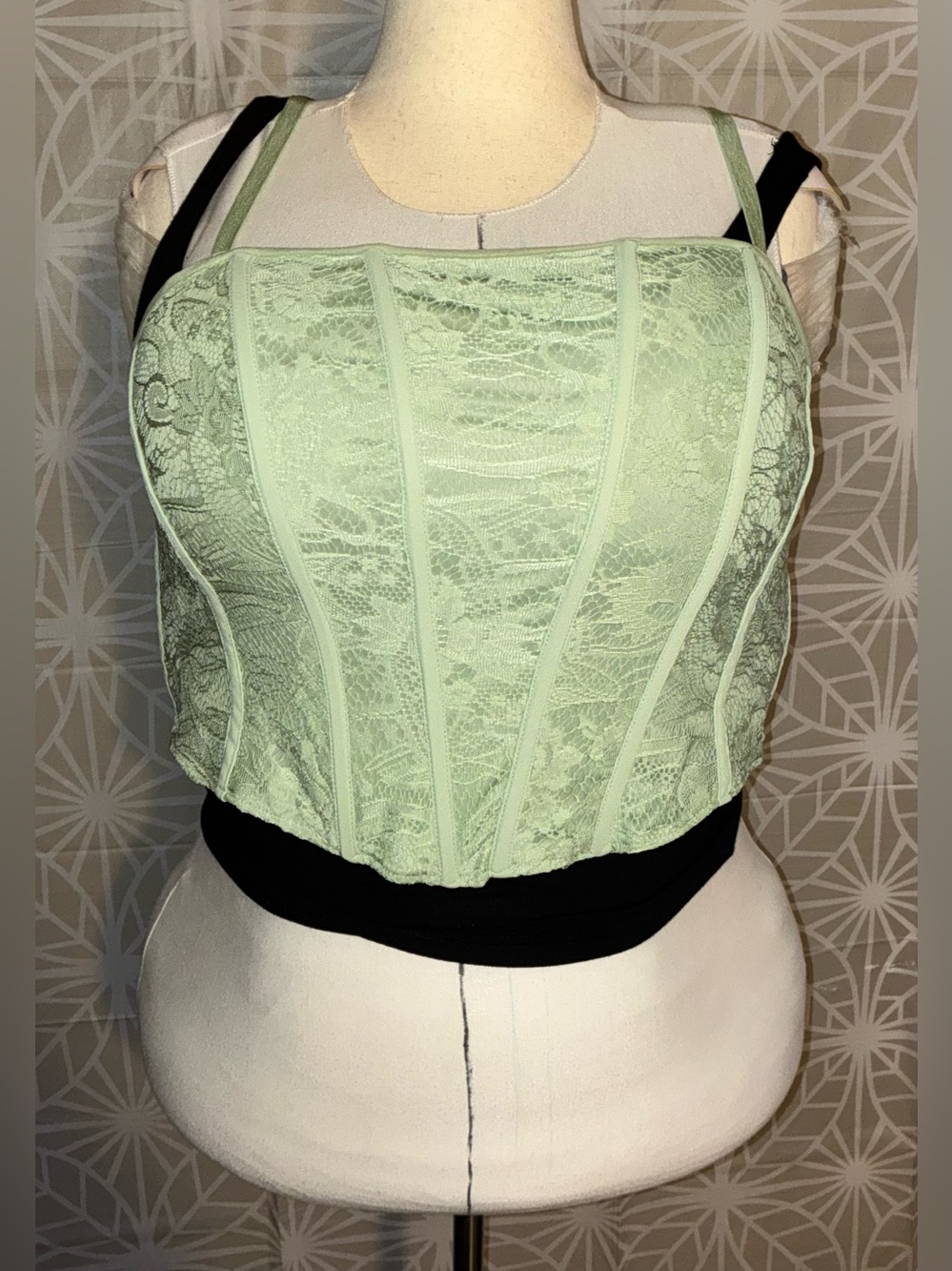 Torrid Lace Corset Crop Top • Smoke Green • Size 00